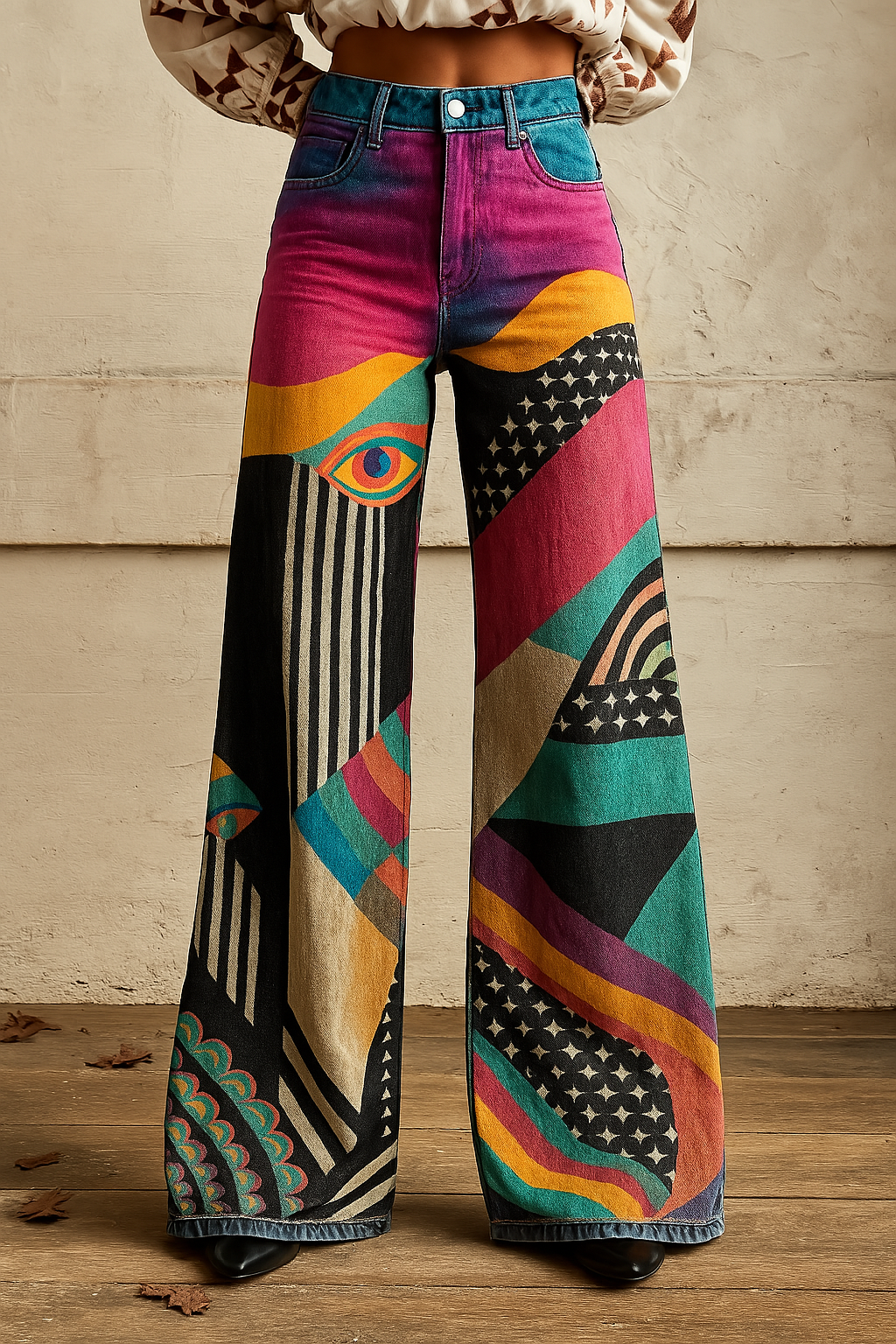 Sophia | Wide-Leg Graphic Pants