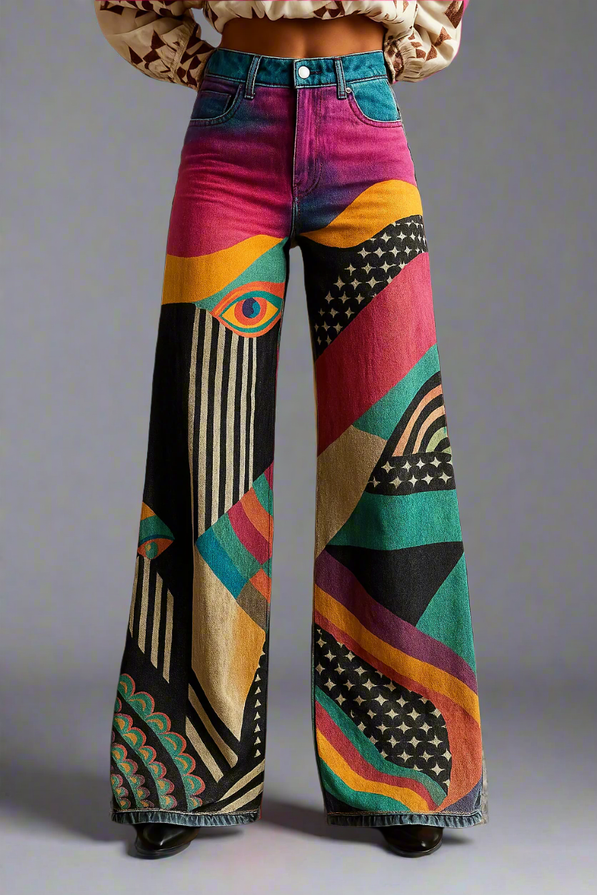 Sophia | Wide-Leg Graphic Pants